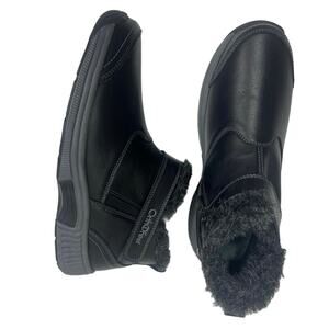 ORTHOFEET Siena women's black leather fur trimmed ankle boots sz 10.5